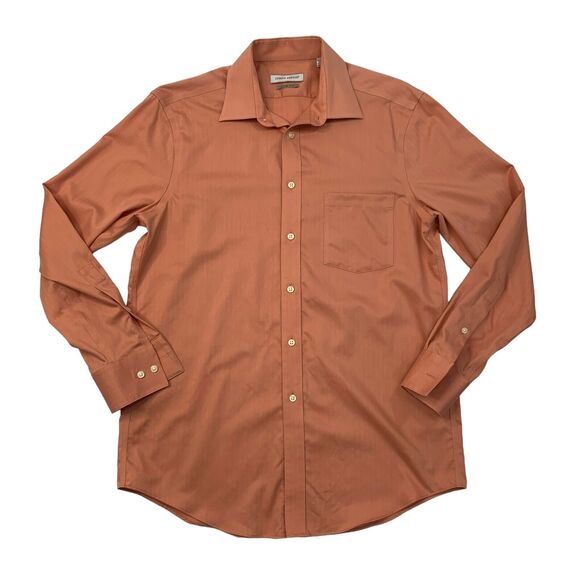 Joseph Abboud Slim Fit Shirt Mens 15 1/2 Cantaloupe Button Up Cotton Long Sleeve - Picture 1 of 11